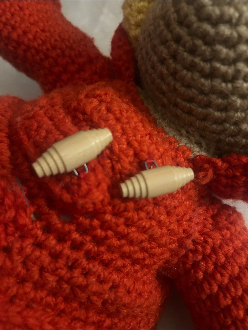 Handmade Crochet Bear in Red Coat with Yellow Hood - Plush Kids Toy